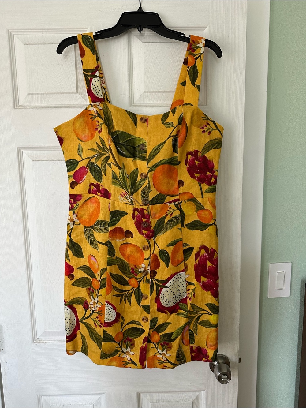 FARM Rio Yellow Tropical Fruit Print Mini Dress